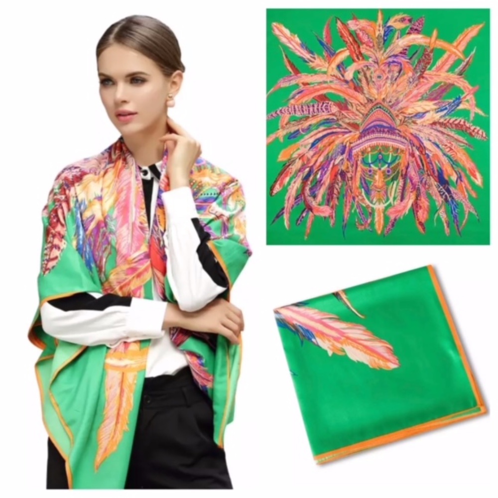 ‼️SALE‼️ NWT 100% PURE SILK PRINT SQUARE SCARF BIG STOLEN SHAWL